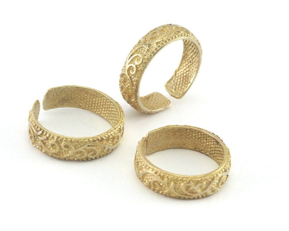 Minimalist Band Ring Textured Adjustable Ring Raw Brass 16-18mm 5.5-8US size3956