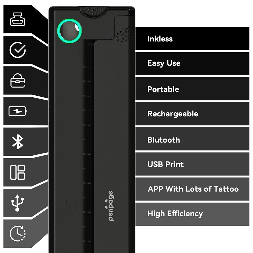 Compact P90 Tattoo Printer - Bluetooth, Thermal Printing for Pros & Beginners