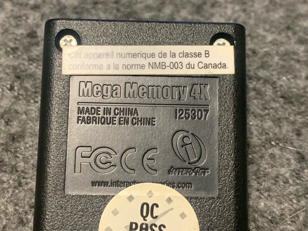 Genuine InterAct Mega Memory 4x Black Card (125307) For GameCube System