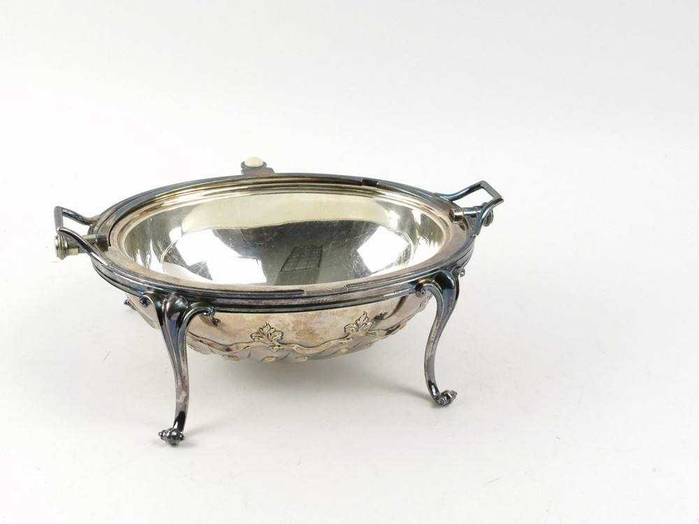 Vintage Four-Footed, Silver-Plated Roll-Top Serving Dish