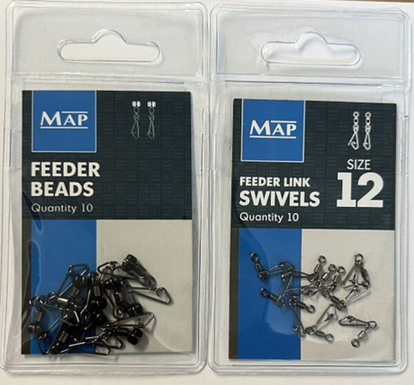 NEW 20 x Map Feeder Beads + Size 12 Feeder Link Swivels Coarse Match Pole Carp