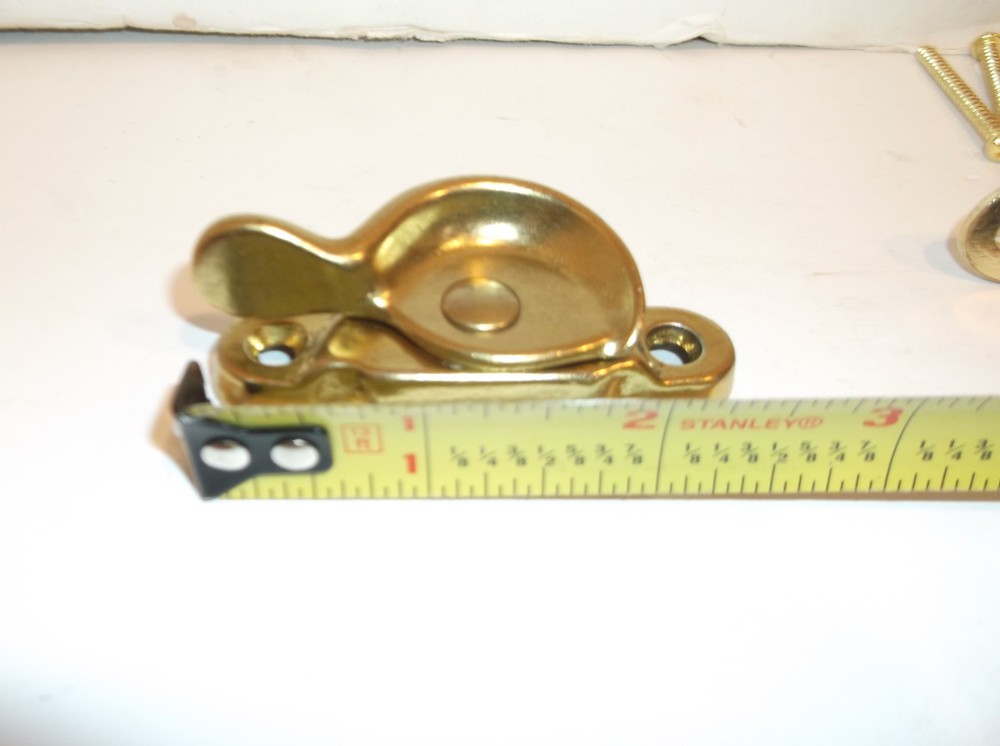 2 Polished Brass Sash Window Locks & 1 Handrail Bracket some screws