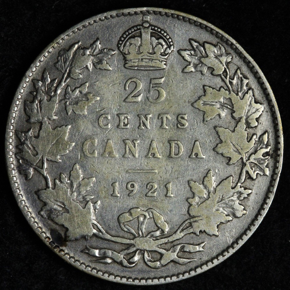 1921 Canada SILVER Twenty Five Cents E356 OWZCN