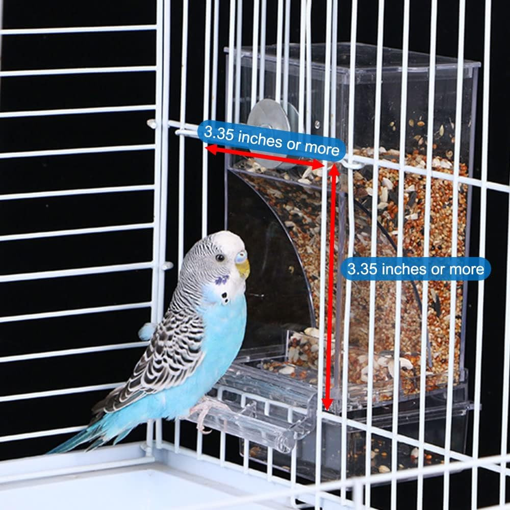 No Mess Bird Cage Feeder 2 Pack Automatic Parrot Seed Feeder Acrylic Parakeet Ca