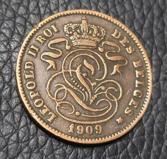 1909 Belgium 2 Centimes Coin