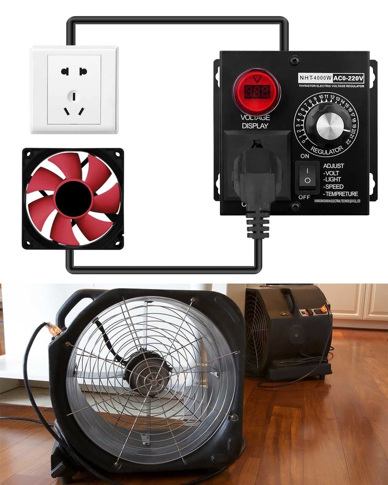 AC Variable Fan Speed Controller SCR Voltage Controller Fit for Fan Electric ...