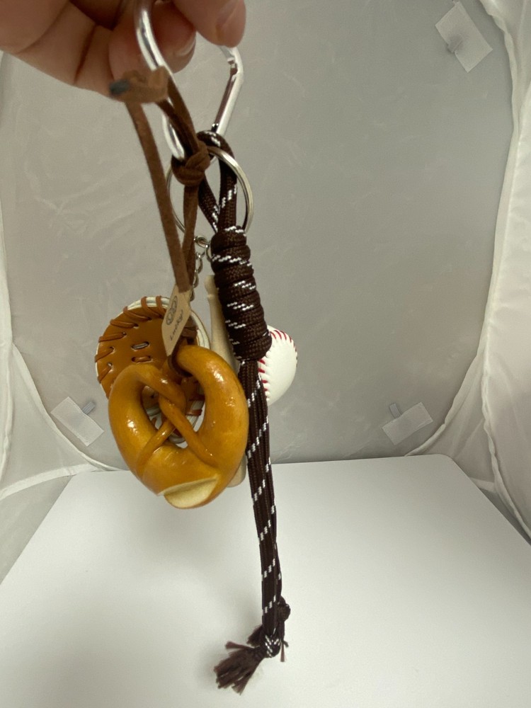 Baseball & Pretzel Bag Charm Keychain A Great Gift Idea