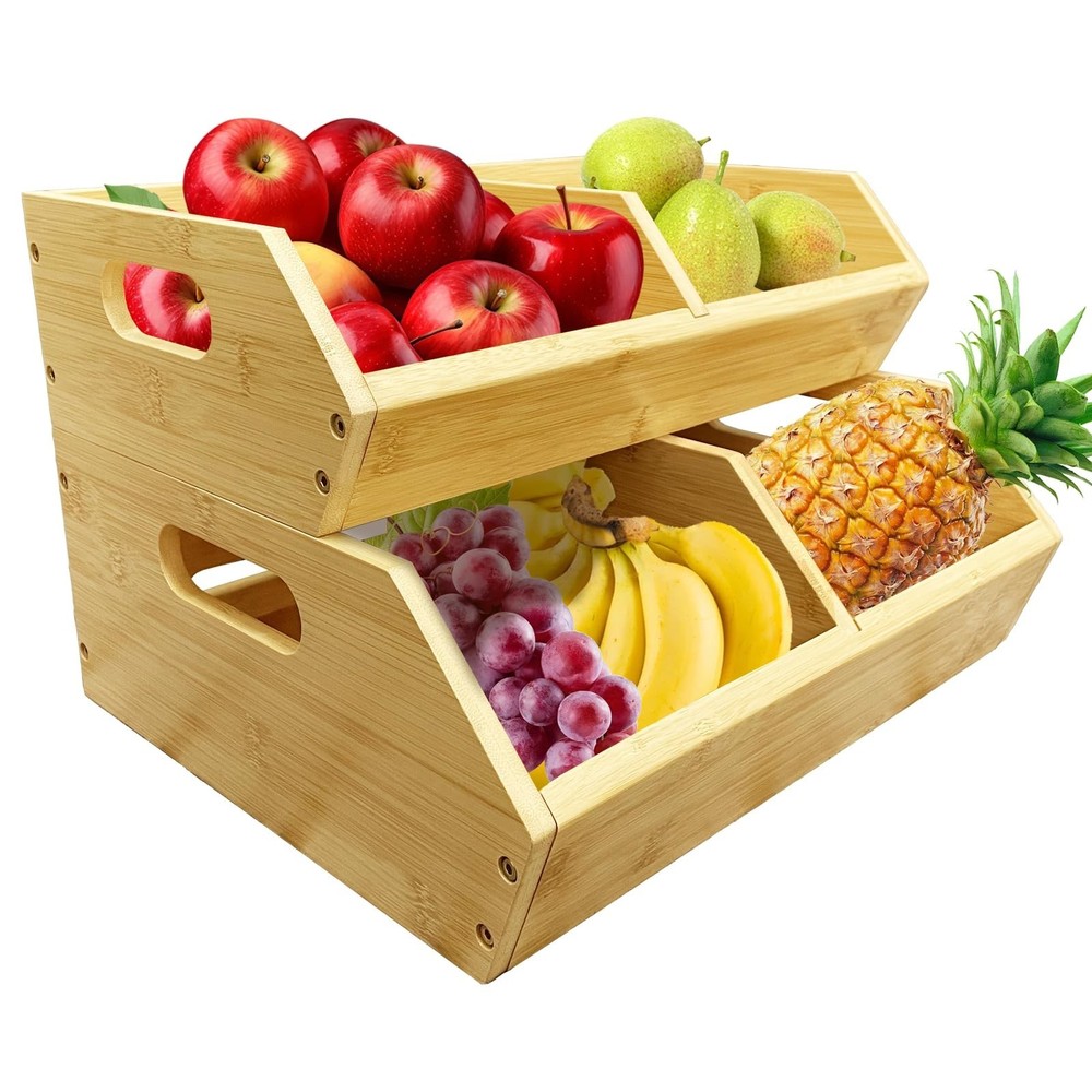 2-Pack Stackable Vegetable Storage Bins, Kitchen and Pantry Organiz... Fast Ship
