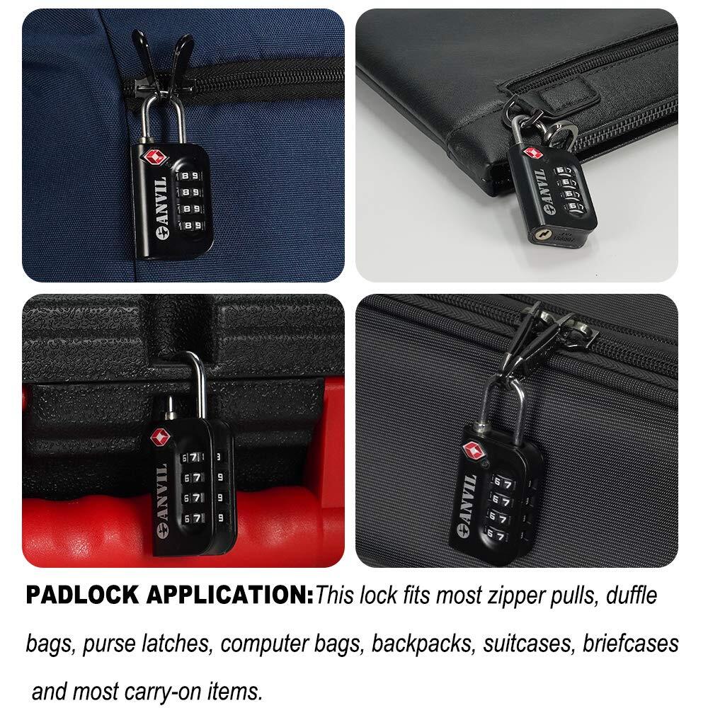 TSA Approved Luggage Lock - 4 Digit Combination 10000 Combinations Easy-Read ...