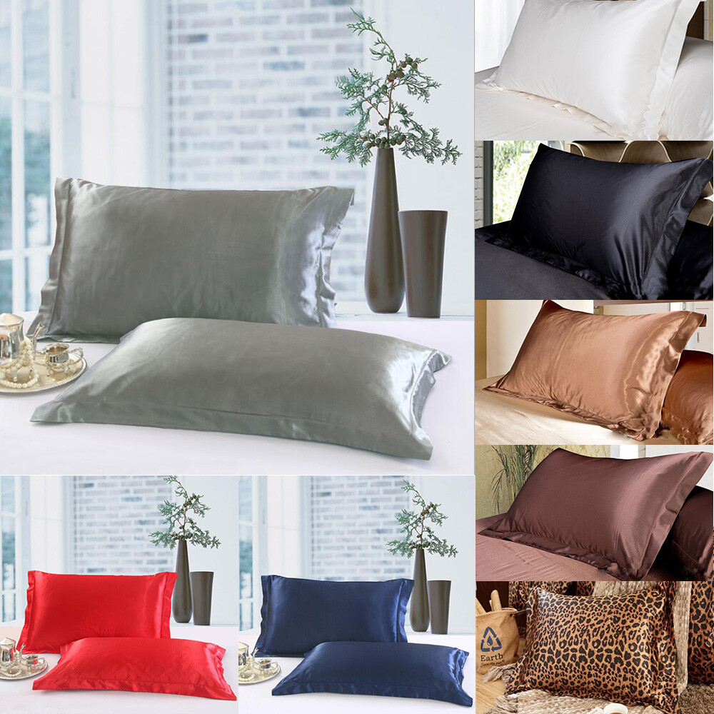 Solid Queen/Standard Smooth Silky Satin Pillow Case Bedding Pillowcase 1 Piece