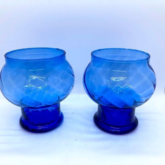 2 Cobalt Blue Glass Vases Some Bubbles