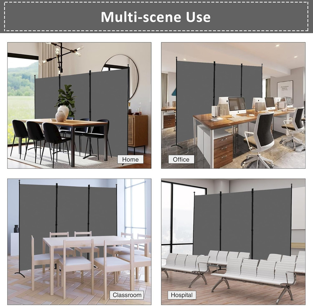 Room Divider, 3 Panel Folding Partition Privacy Screens, Freestanding Fabric Roo