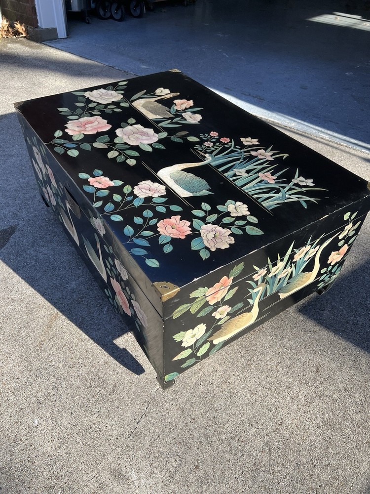Chinese Black Lacquer Wedding Chest 36" x 24"