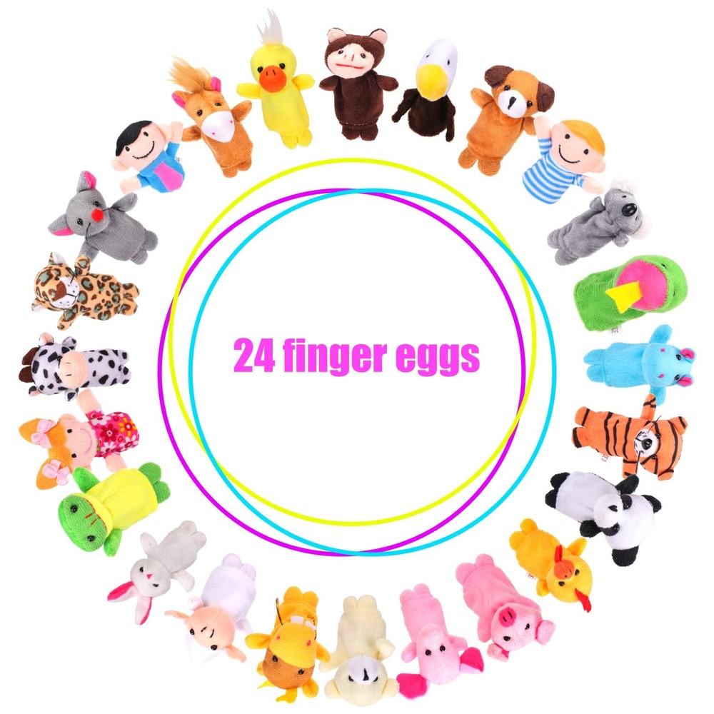 YEAHBEER 24 Pcs Easter Eggs Filled with Finger Puppets Prefilled Easter Eggs