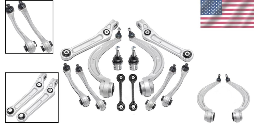12pcs Front Forward Rearward Upper & Lower Control Arm Compatible with Audi A4
