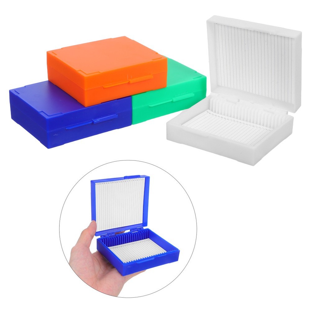 4pcs Plastic Microscope Slide Storage Boxes 25 Slots for Laboratory Experiments