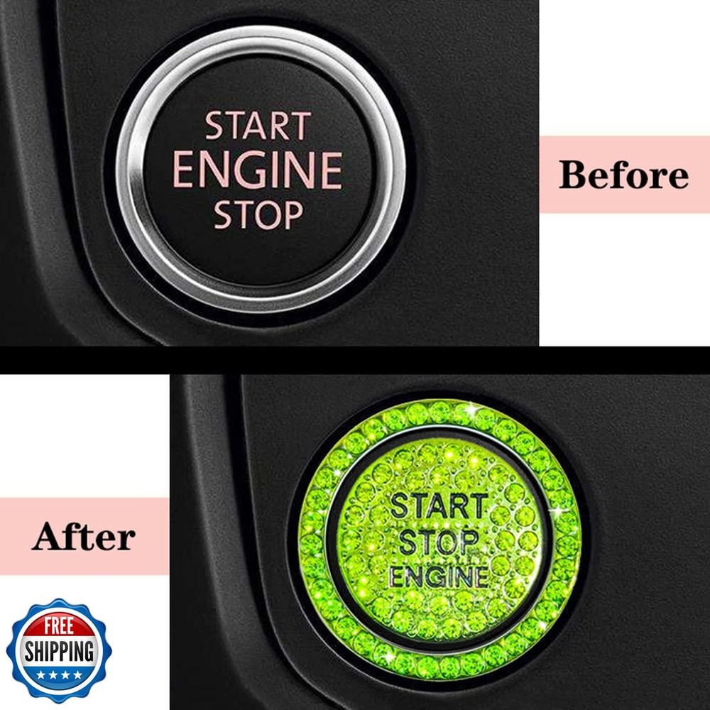 Engine Start Stop Button Bling Ring Cover,Key Ignition Starter and Knob Ring