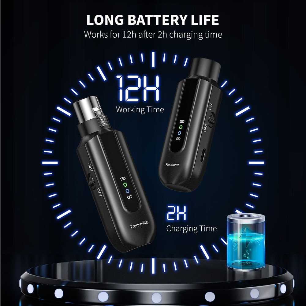 POGOLAB Wireless Microphone Transmitter Receiver System Plug On XLR Charging Box