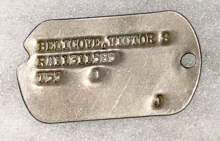 Post-WWII Victor Belicove T-55 Single Dog Tag