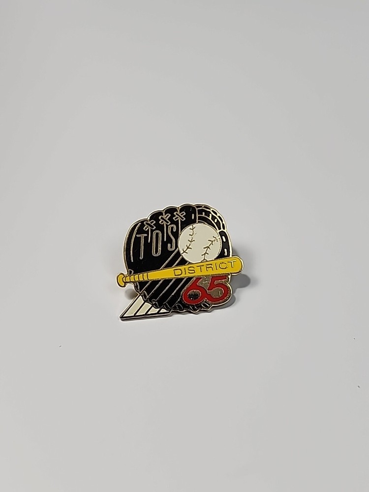 TOS District 65 Lapel Pin Baseball Glove Ball & Bat