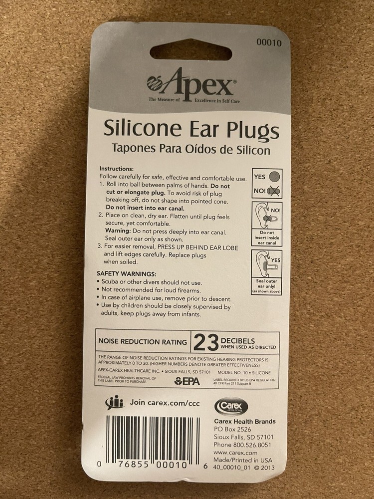 Apex Shapeable Silicone Ear Plugs NEW