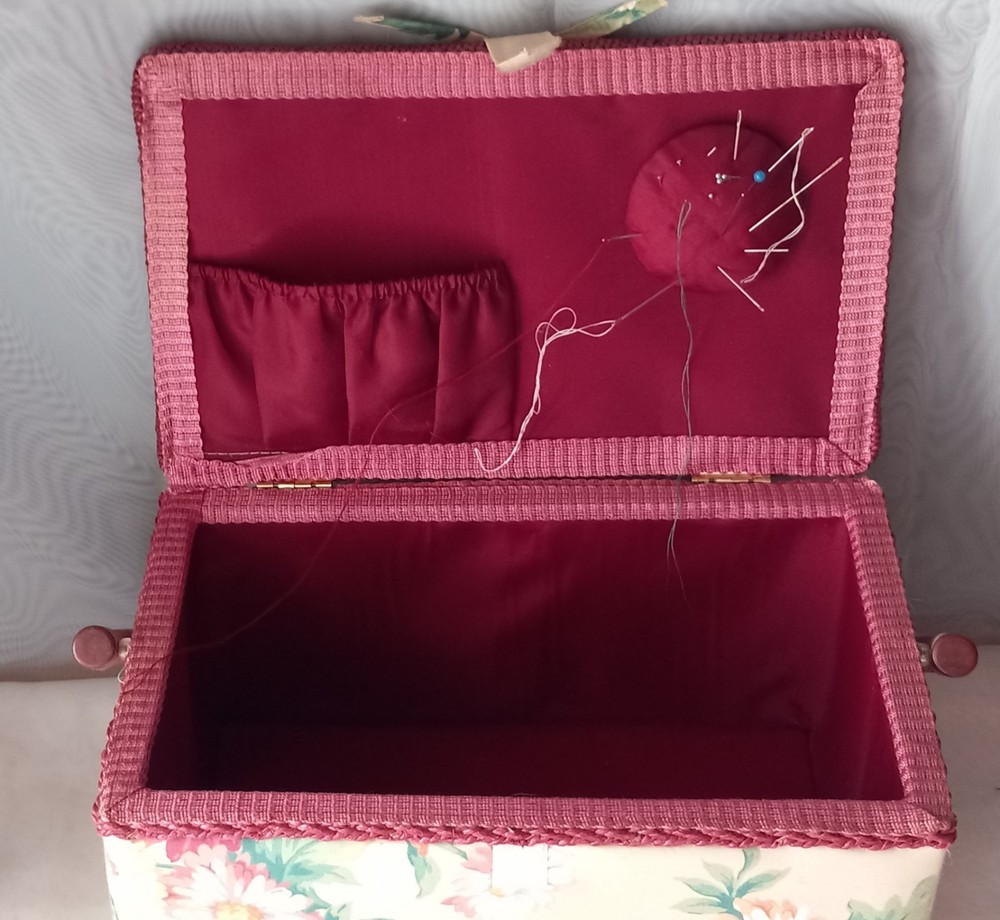 Fabric Craft Sewing Basket Box Rectangular Fabric Covered Storage Box #W-S