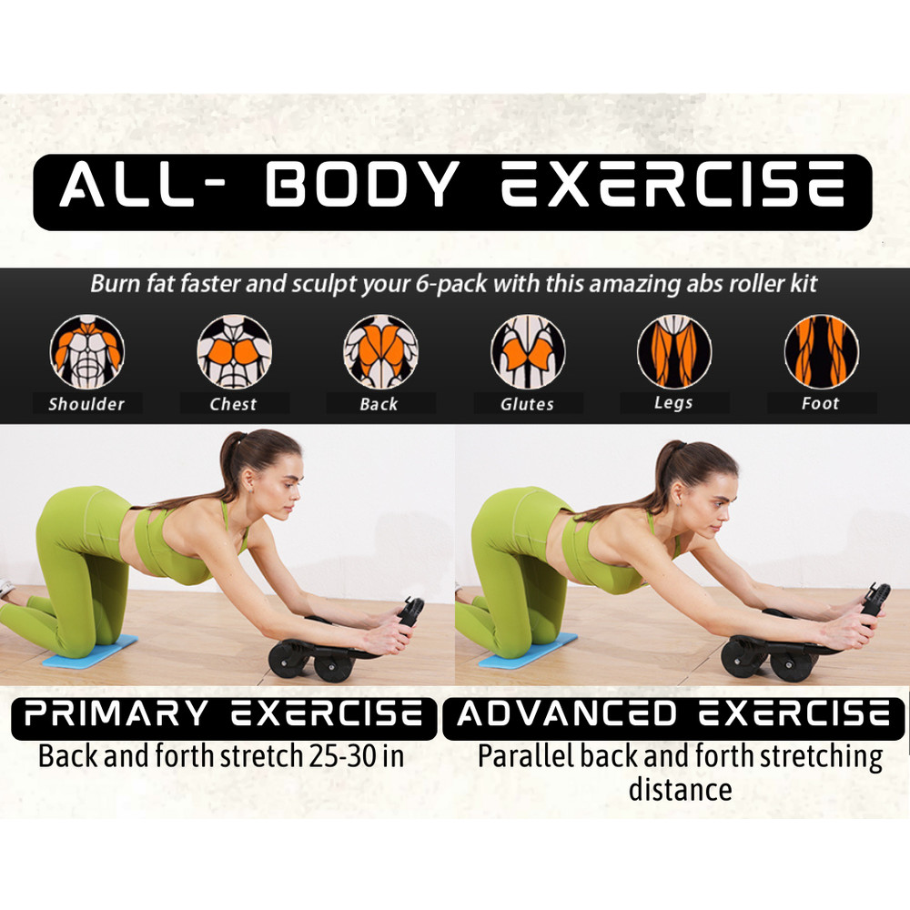 Ab Roller Wheel Home Core Exercise Ab Machine, Counting Ab Wheel Roller + Mat
