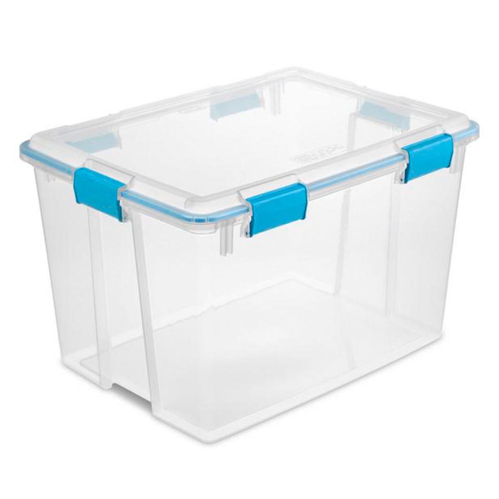 Sterilite 80-Qt Clear Plastic Stackable Storage Bin w/ Gasket Latch Lid, 12 Pack