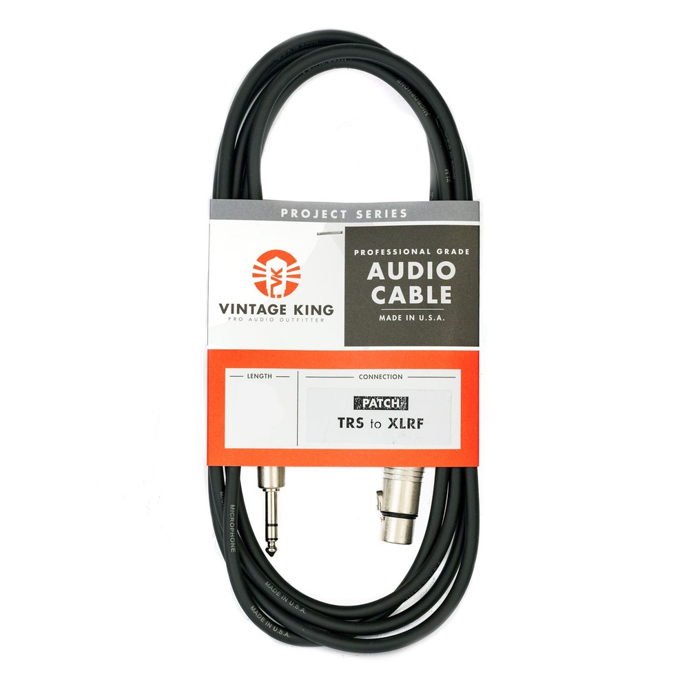 Vintage King Project Studio Patch TRS to XLRF Cable - 6'