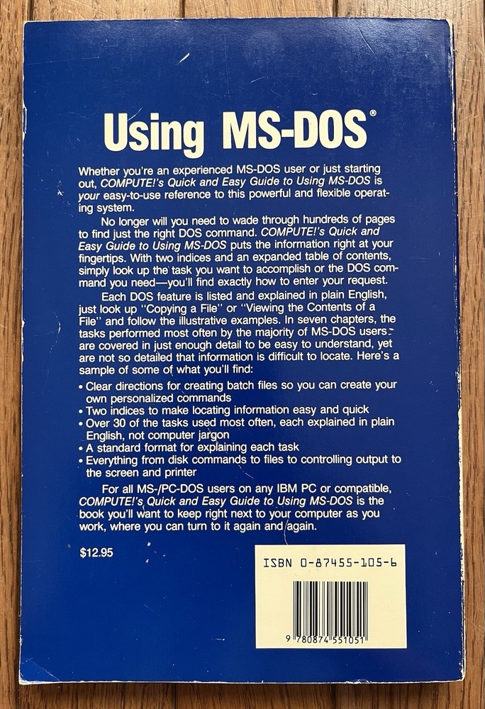 Compute’s Quick And Easy Guide To Using MS-DOS 1987 Vintage Software Computer