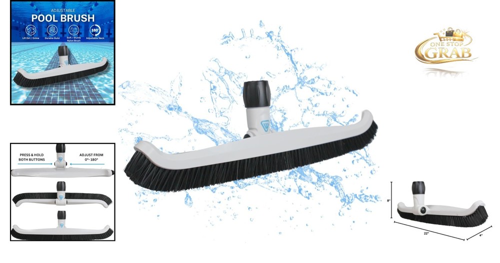 20-Inch Adjustable Pool Wall Brush for Inground Pool Cleaning
