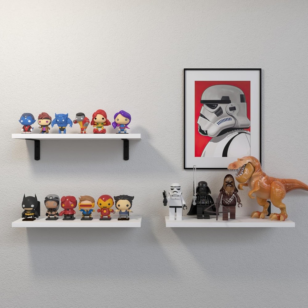 Floating Shelves, 3 Sets Wall Wooden Shelves Basic, White