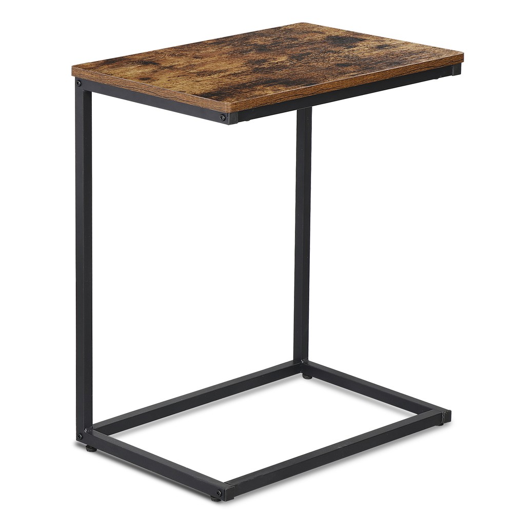 21.7" Side Table C Shaped End Table Sofa and Bed Table for TV Trays Rustic Brown