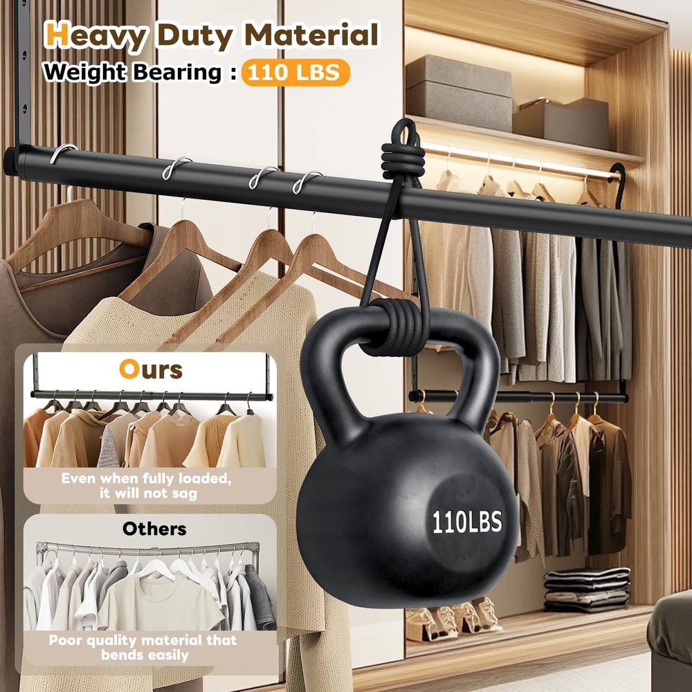 Wardrobe Rod Extender Adjustable Width and Height Wardrobe Hanging Organizer ...