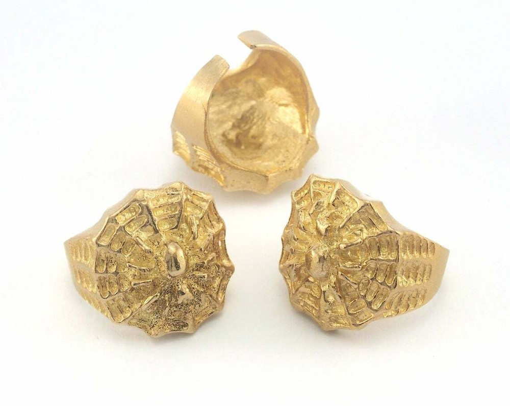 Spider Web Adjustable Ring Raw brass (19mm 9US inner size - Adjustable ) Oz3679