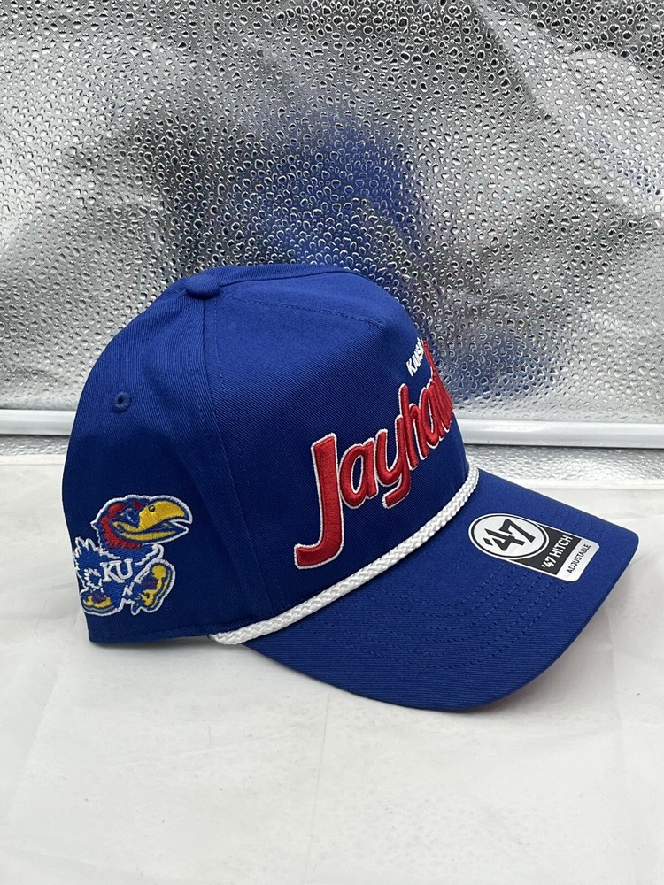 Kansas Jayhawks NCAA '47 Brand Blue Script Hitch Rope Adjustable Snapback Hat