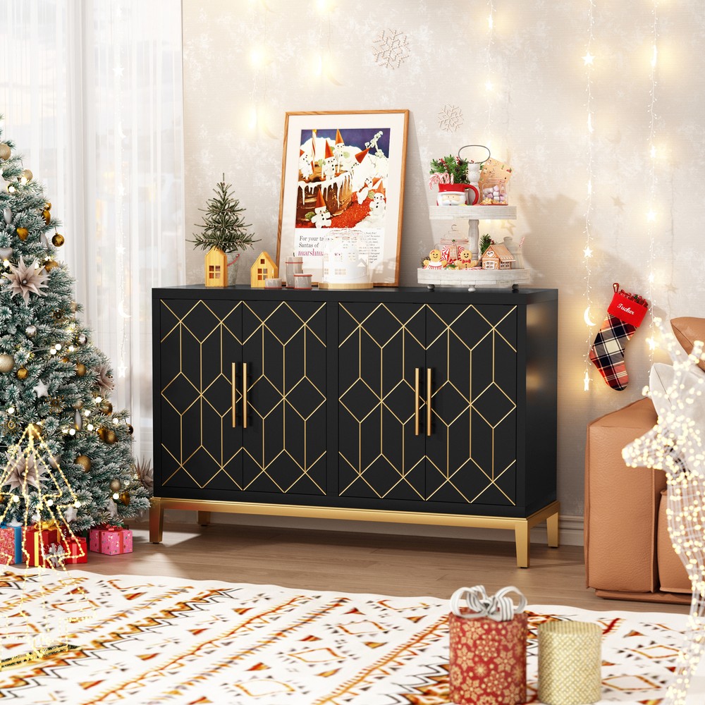 Sideboard Buffet Storage Cabinet w/ Large Storage Space and Adjustable Shelf US