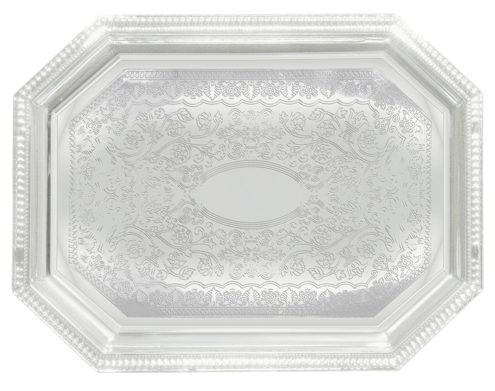 Serving Tray, Octagonal, 12" x 17", Chrome Plated (12 Each)