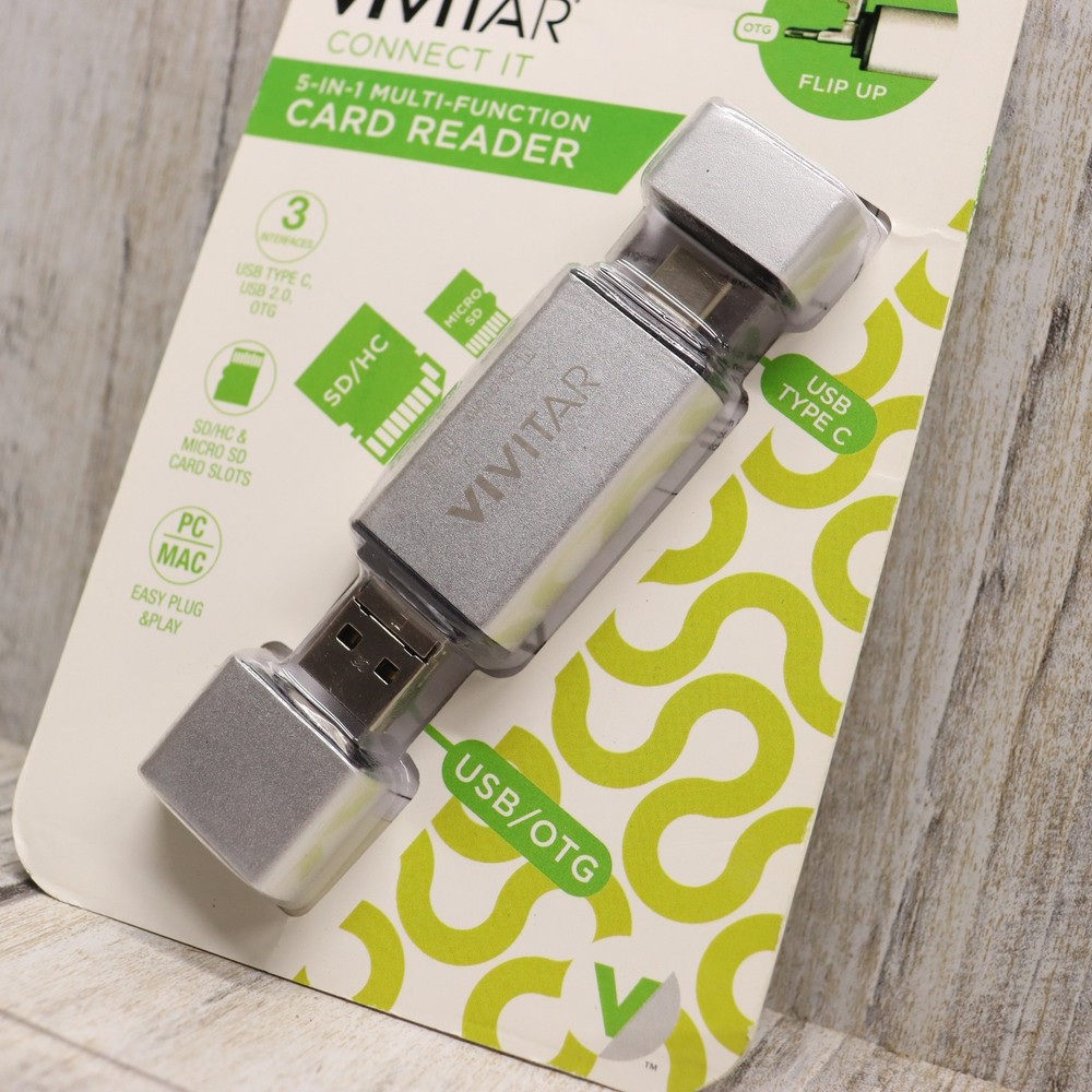 2 PK- Vivitar 5-1 Multi Function SD Card Reader 3 Interfaces PC/MAC Plug n Play