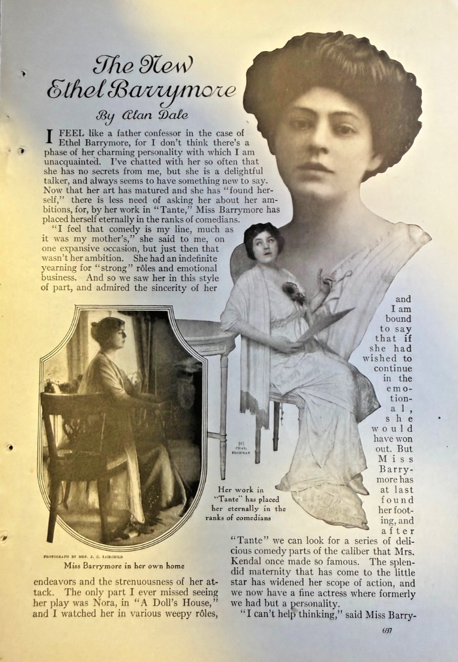 1914 Actress Ethel Barrymore illustrated