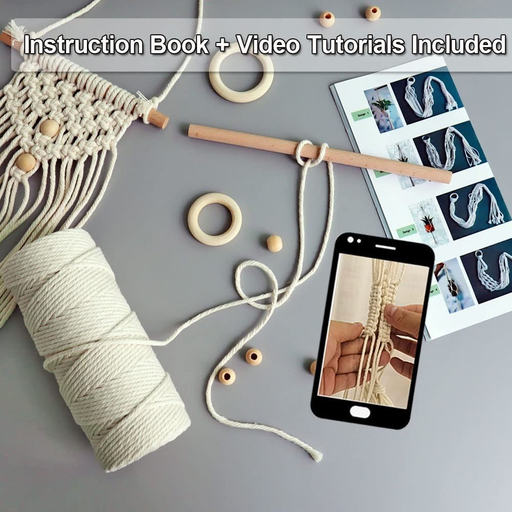 Easy Macrame Kits macrame kits for Adults Beginner 3mm, Kit, Beige