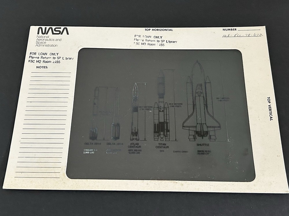 1978 NASA KSC Shuttle Space Rocket Booster Size Presentation Transparency-672