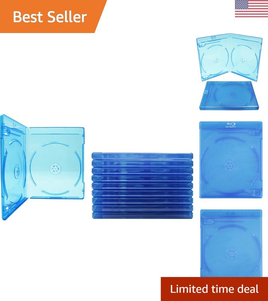 10 Elegant Empty Double Blu-Ray Cases with Embossed Logo - Ideal for Protection