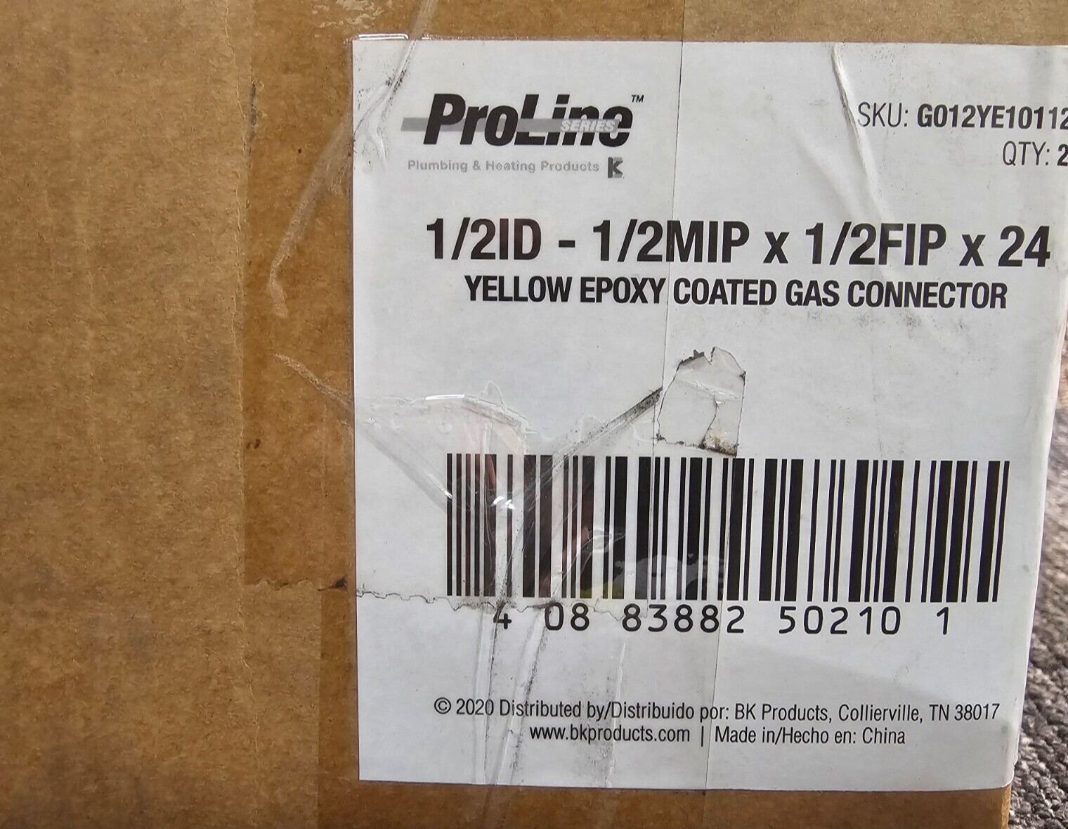(QTY 5) Proline 1/2" MIP x 1/2" FIP x 24" Coated Stainless Steel Gas Connector
