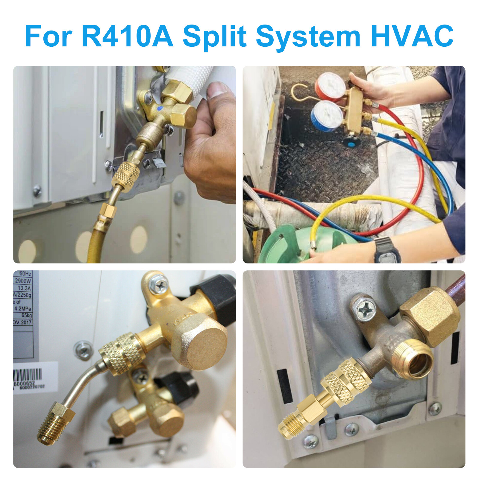 R410A Adapter for Mini Split System, 5/16" SAE Female to 1/4" SAE Male Flare