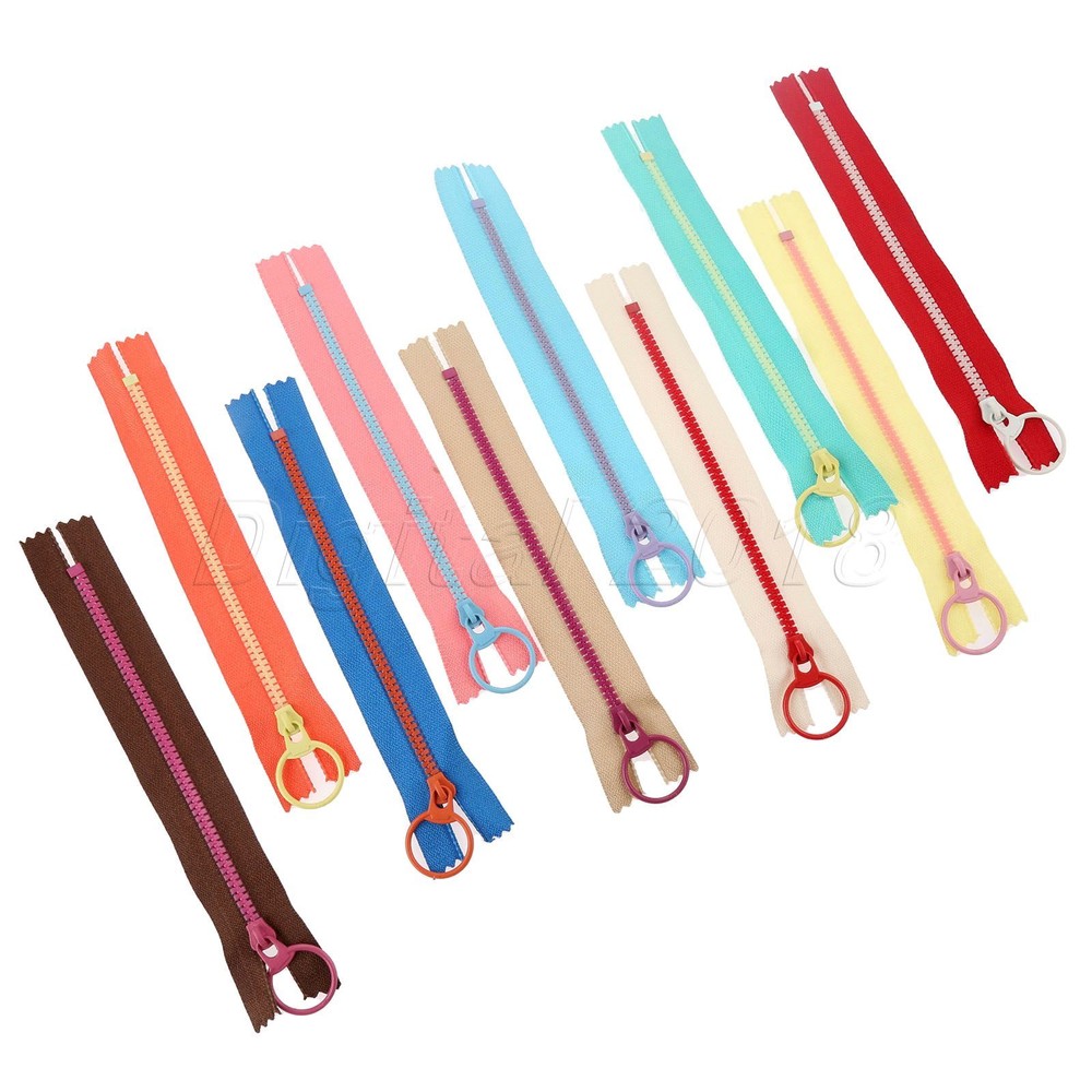 10Pcs Hanging Ring Puller Closed End Resin Zipper Zip For Bag Pouch Sewing