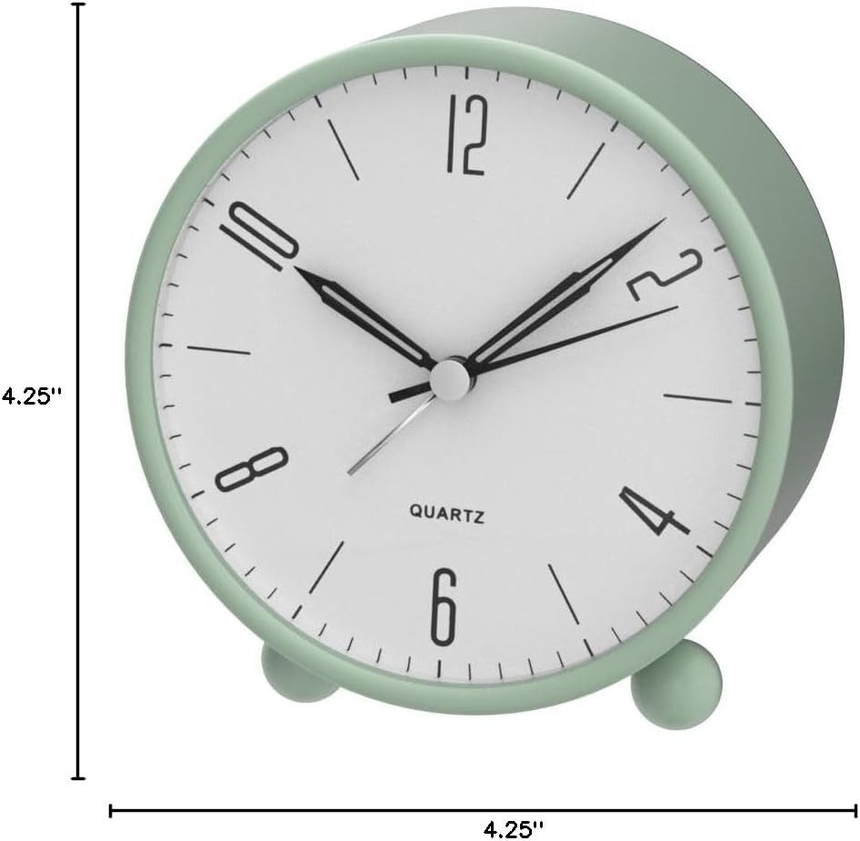 Charming Green Analog Clock - 4-Inch, Super Silent & Ideal for Any Setting