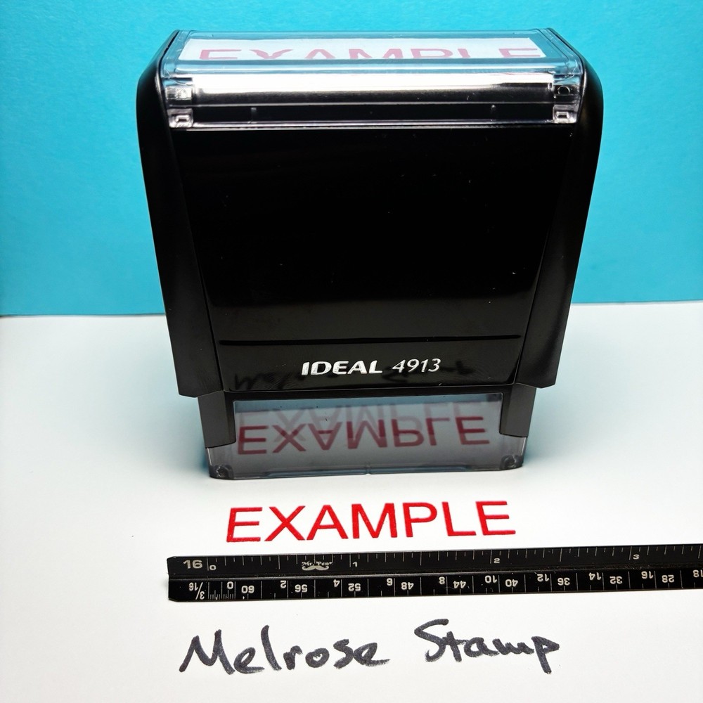 Example Rubber Stamp Red Ink Self Inking Ideal 4913