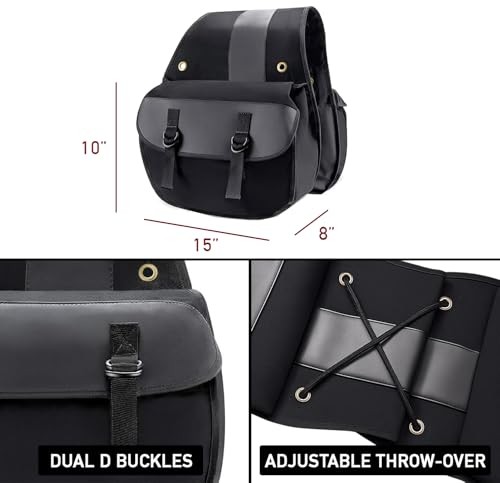 Quick-Easy Universal Fit Throw Over Motorcycle Canvas Biker Cargo Solid Black