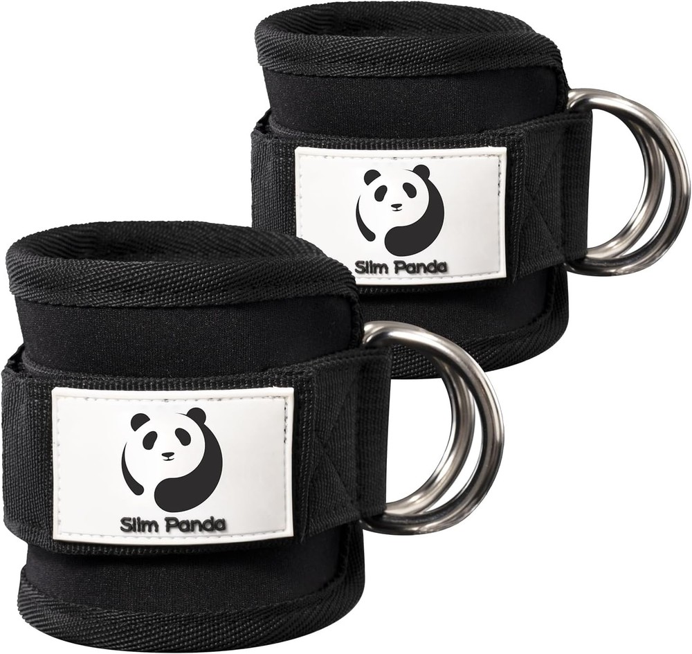 Slim Panda Ankle Strap for Cable Machine,Ankle Cuff Kickbacks, Black